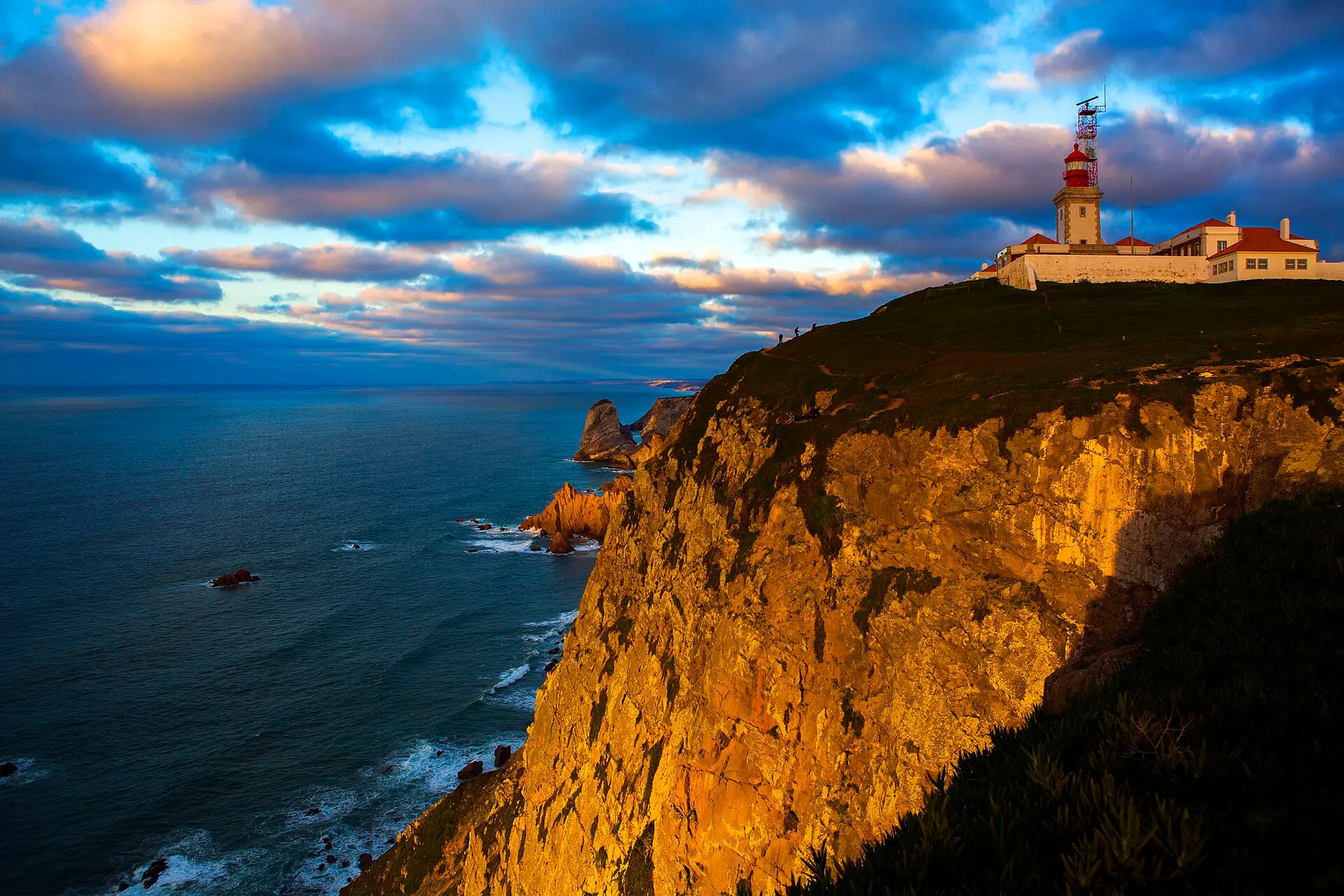 Cliffs and lighthouse at Cabo da Roca above the Atlantic