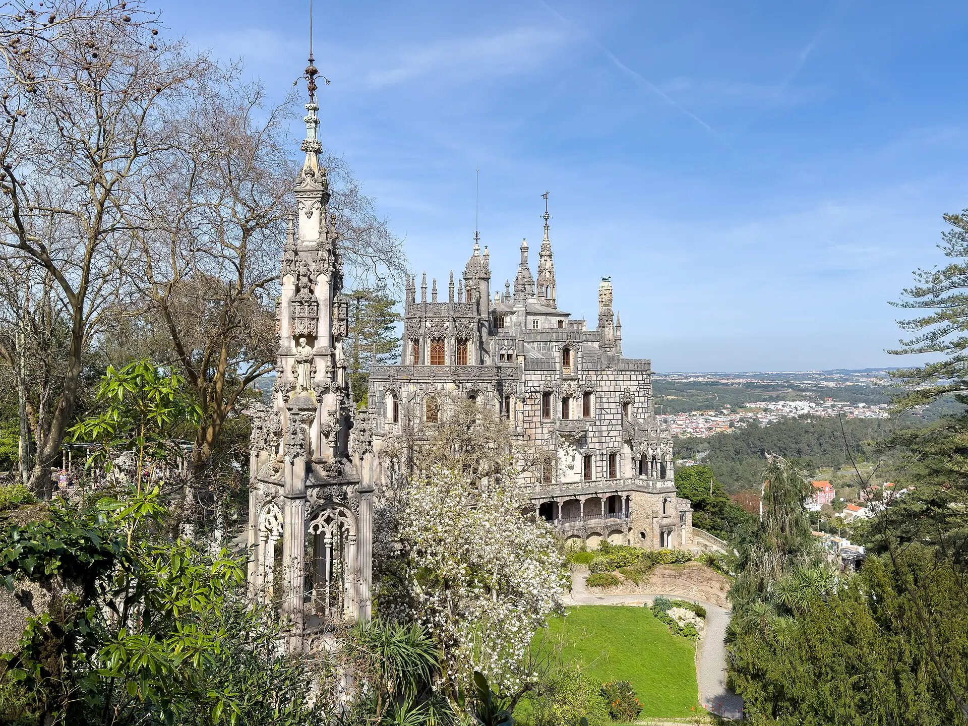 The Gothic-style palace of Quinta da Regaleira among trees